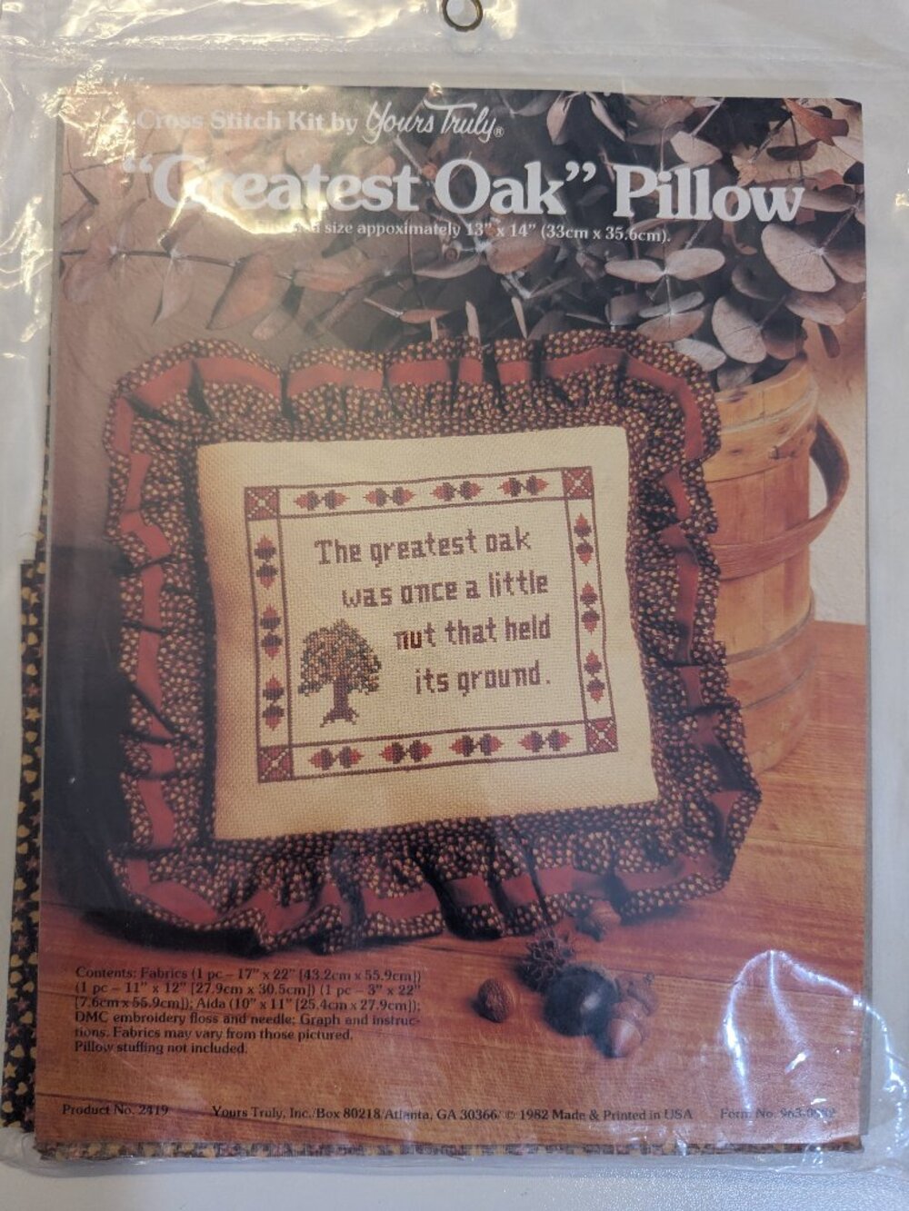 Vintage Yours Truly "Greatest Oak" Pillow Cross Stitch Kit